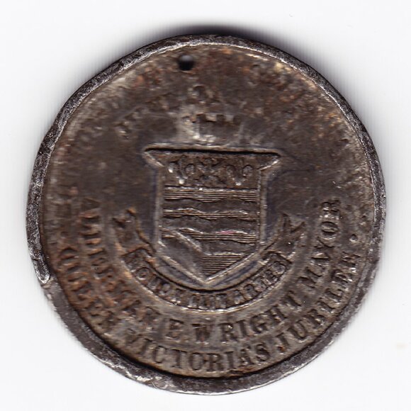 1887 Great Britain Victoria Golden Jubilee "Holed" Medal (b301) - Picture 2 of 2